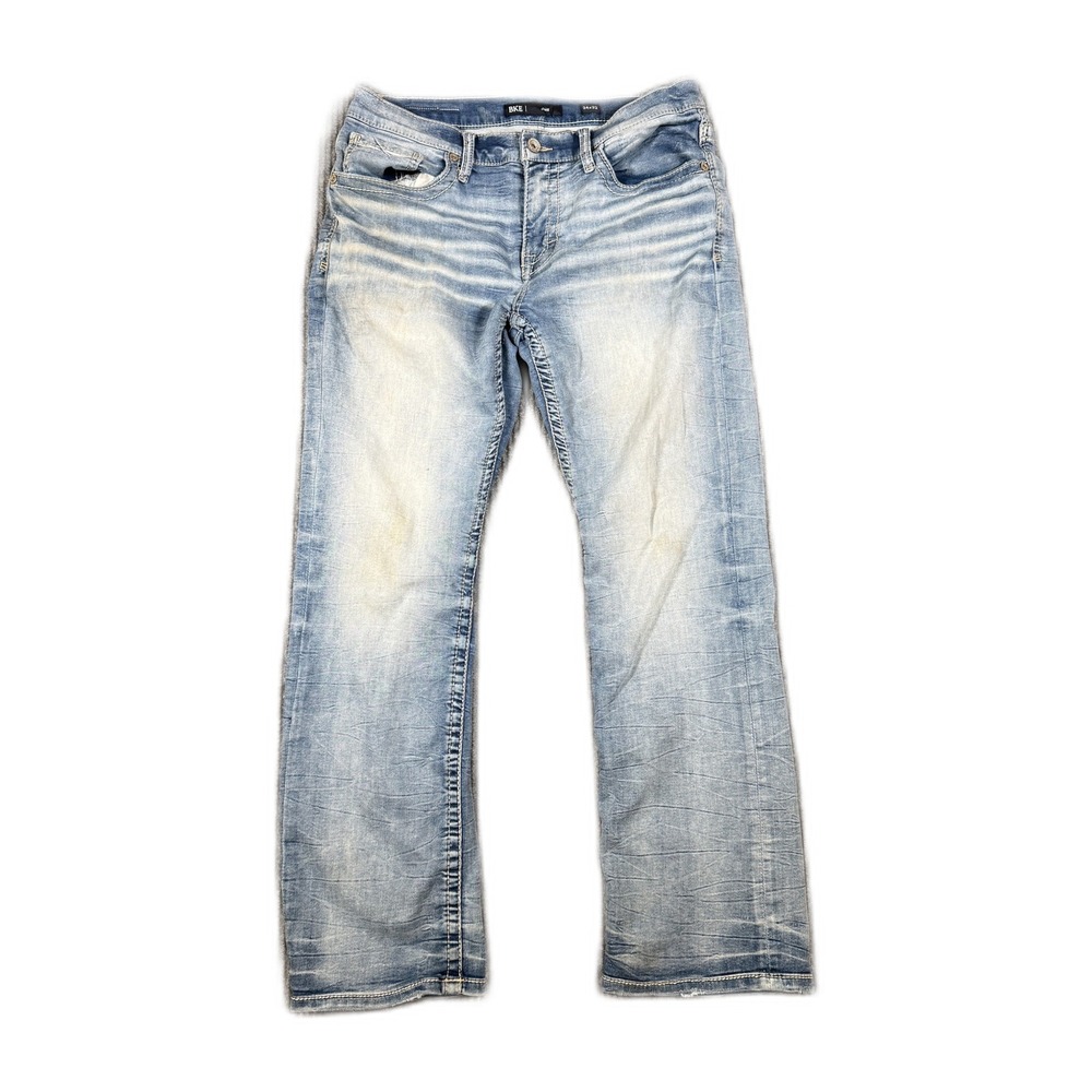 BKE Jake Straight Leg Light Wash Distressed Denim Jeans Mens 34x32